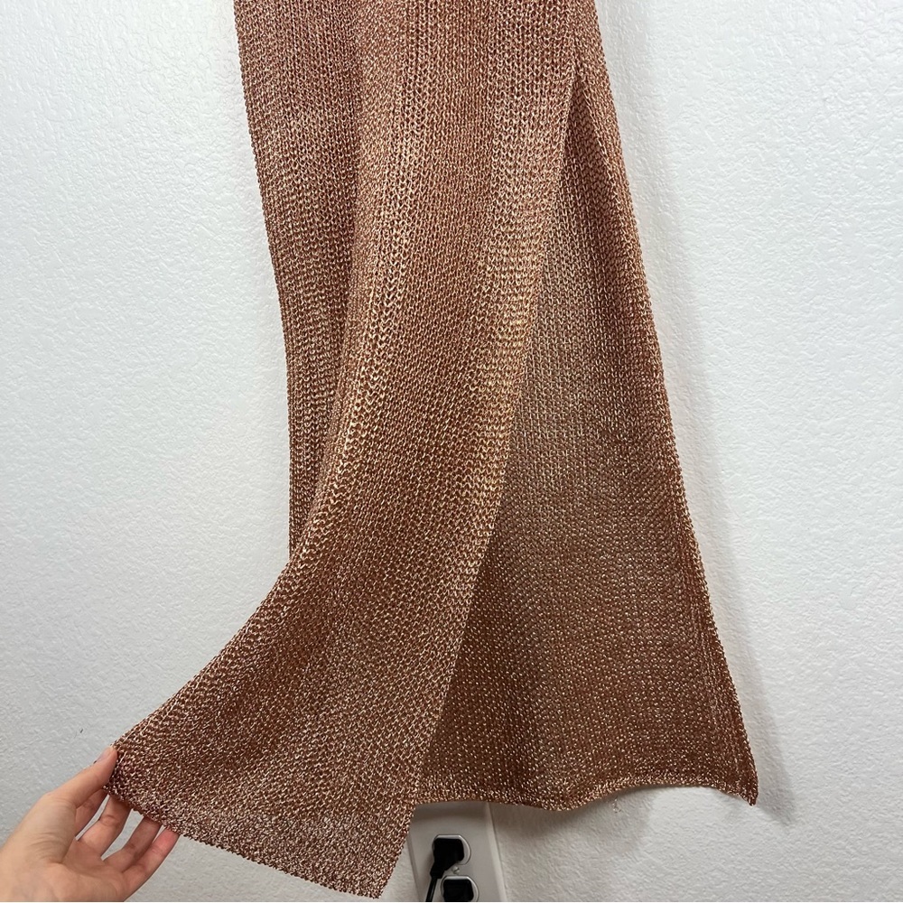 Lovers & Friends Metallic Midi Sleeveless Fiona Dress Rose Gold Color Size S - Picture 3 of 7